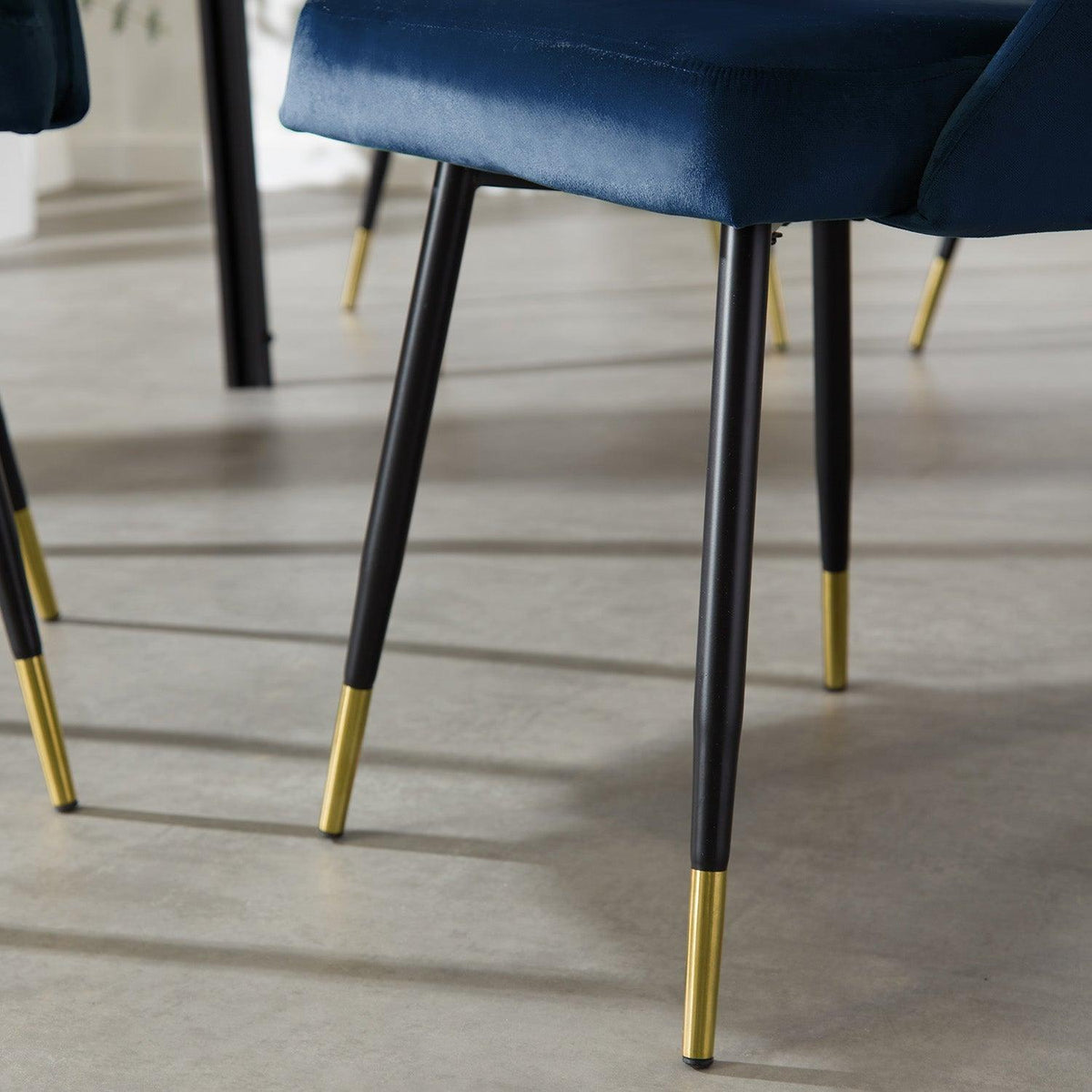 OUTLET - Marilyn Blue Velvet Dining Chairs - Set of 2 - Steel Legs