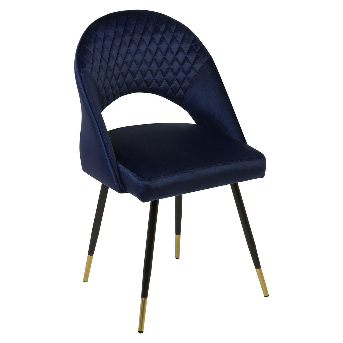 OUTLET - Marilyn Blue Velvet Dining Chairs - Set of 2 - Steel Legs