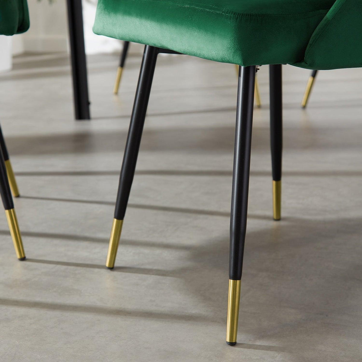 OUTLET - Marilyn Green Velvet Dining Chairs - Set of 2 - Steel Legs