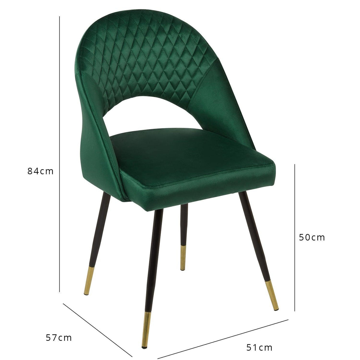 OUTLET - Marilyn Green Velvet Dining Chairs - Set of 2 - Steel Legs
