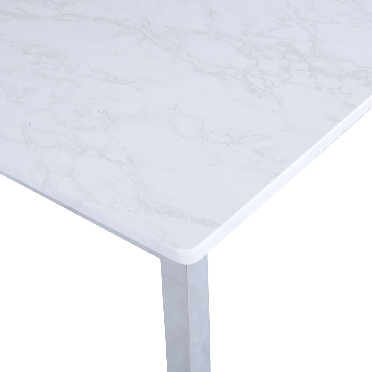 OUTLET - Milo Marble Effect Dining Table - 4 Seater - Chrome Legs