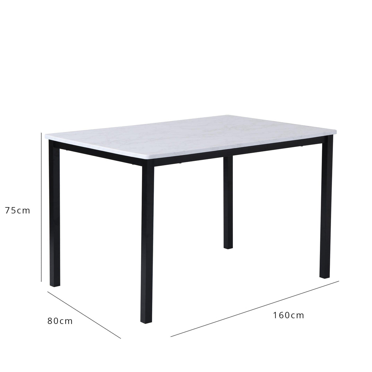 OUTLET - Milo Marble Effect Dining Table - 6 Seater  - Black Legs