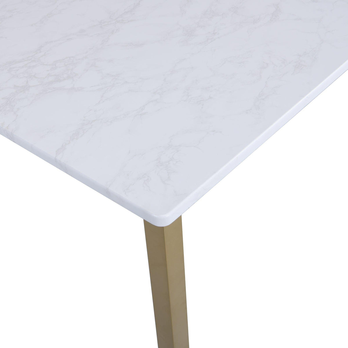 OUTLET - Milo Marble Effect Dining Table - 6 Seater - Gold Legs