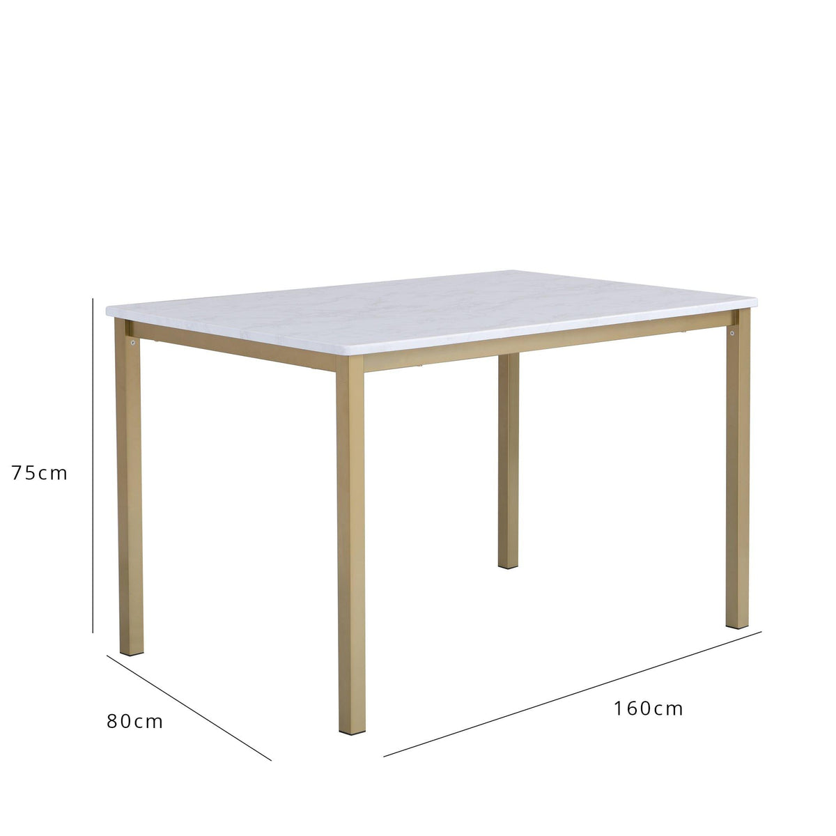 OUTLET - Milo Marble Effect Dining Table - 6 Seater - Gold Legs