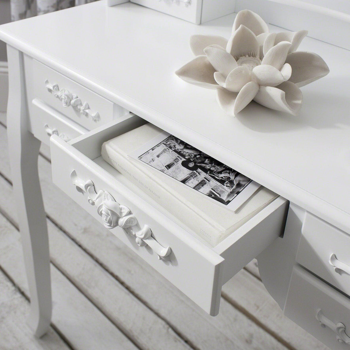 OUTLET - Monaco White Dressing Table with Mirror & Stool