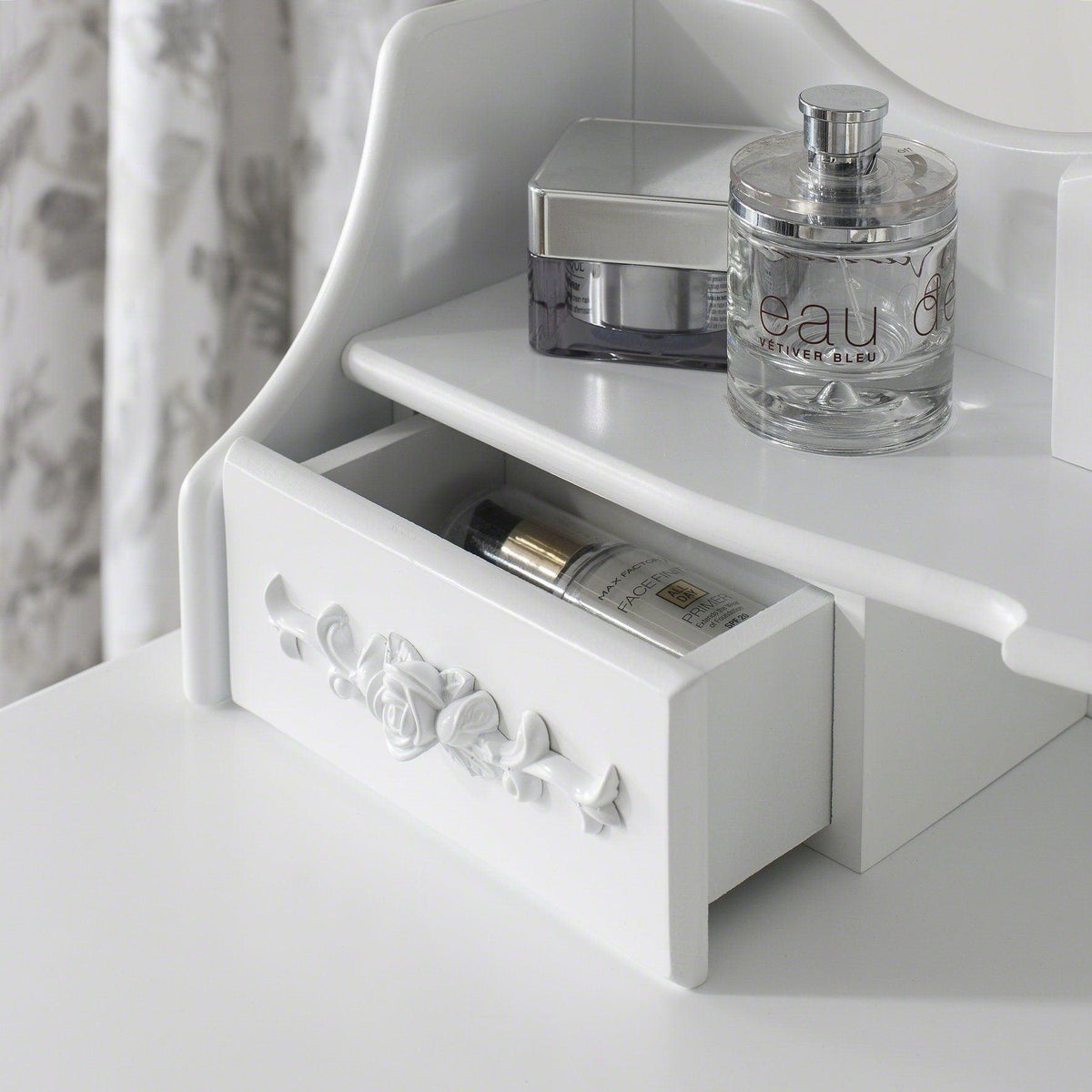 OUTLET - Monaco White Dressing Table with Mirror & Stool