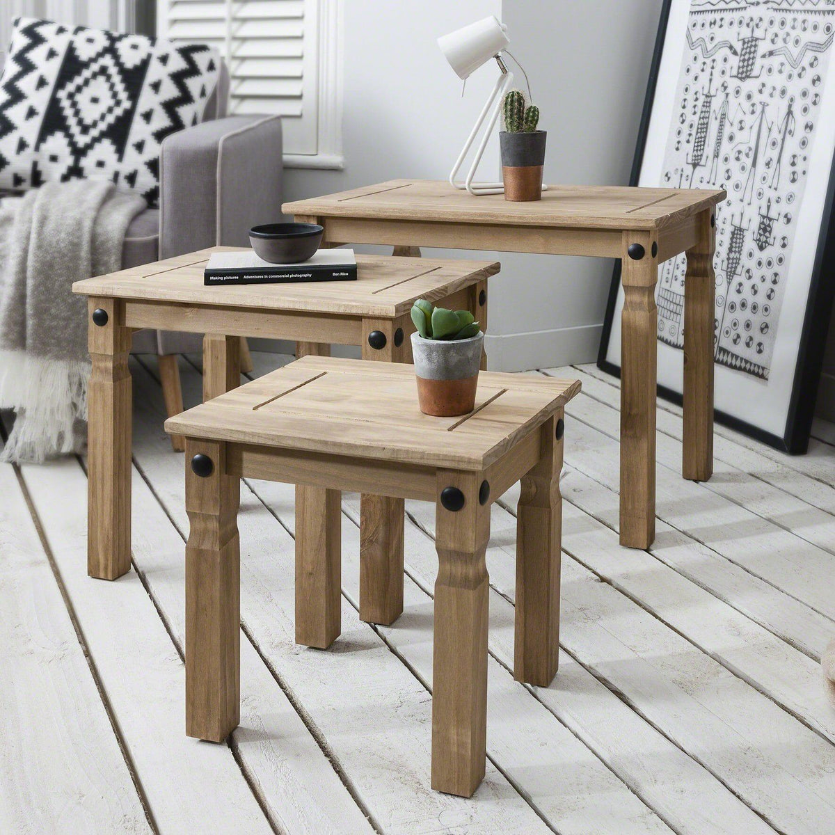 OUTLET - Corona Solid Pine Nest of Tables