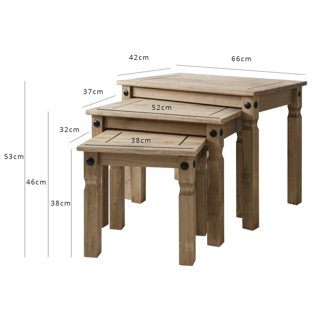 OUTLET - Corona Solid Pine Nest of Tables