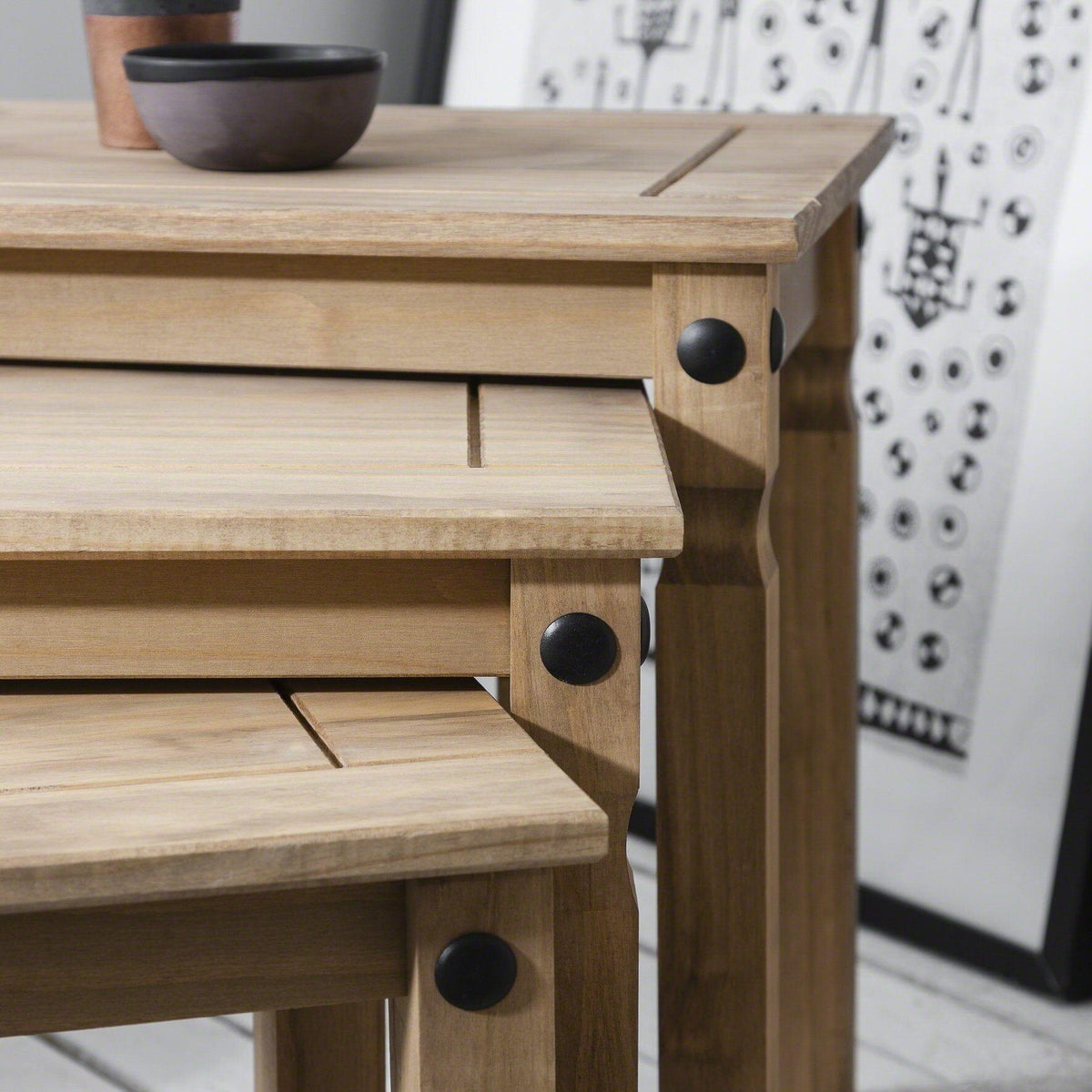 OUTLET - Corona Solid Pine Nest of Tables