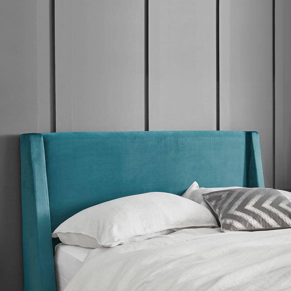 Outlet - Otto King Size Ottoman Bed -  Teal Blue