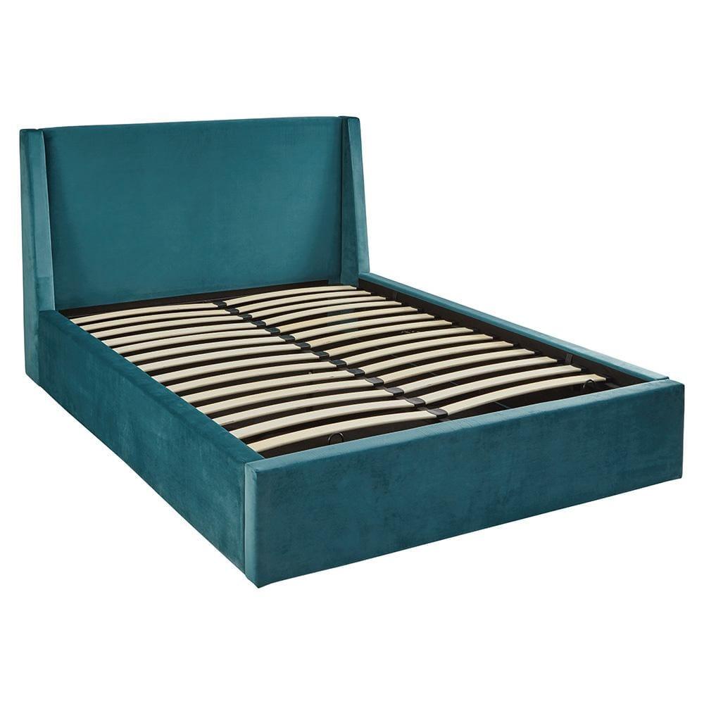 Outlet - Otto King Size Ottoman Bed -  Teal Blue