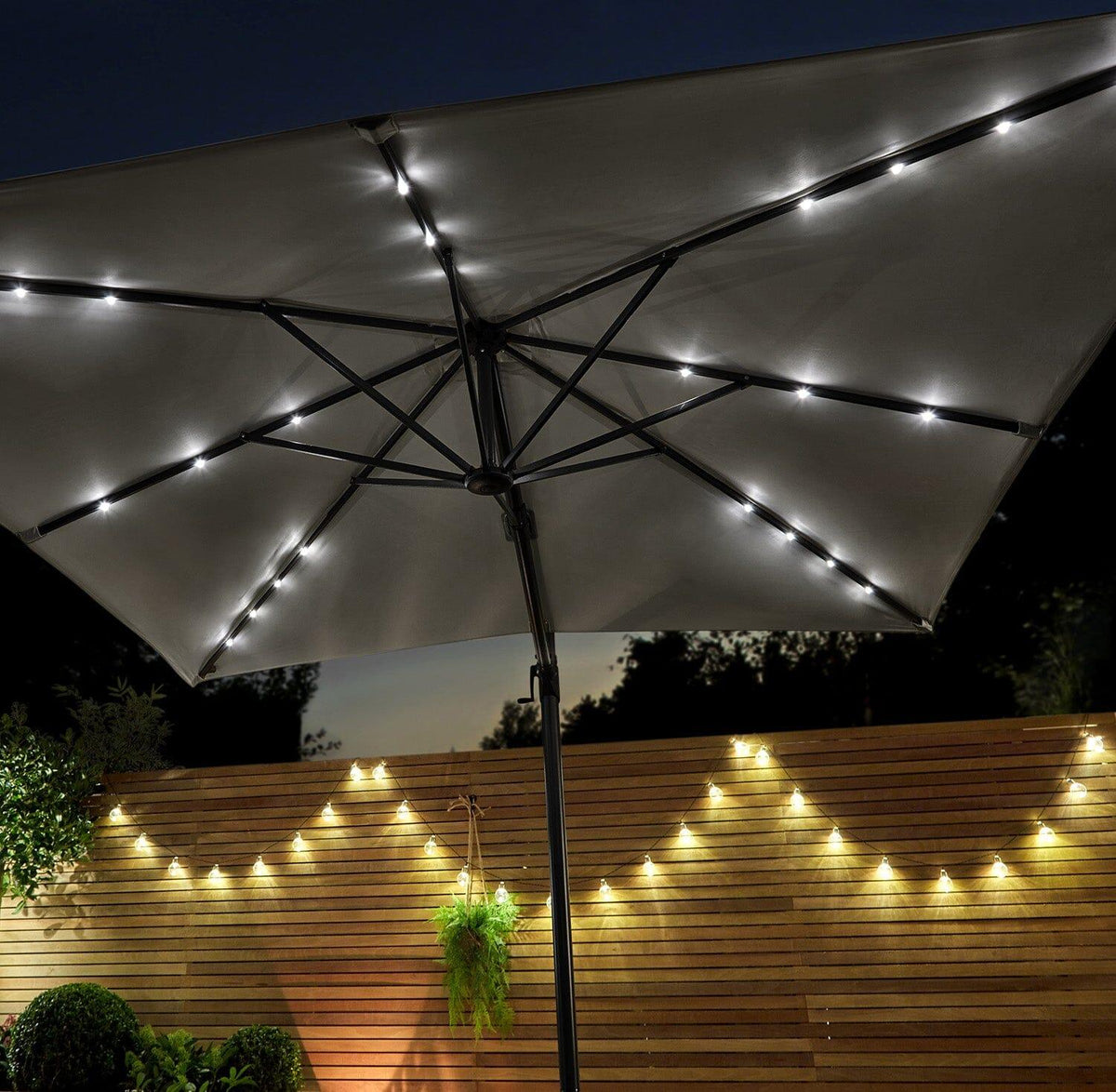 OUTLET - Grey LED Premium Cantilever Parasol - 2.4m Square