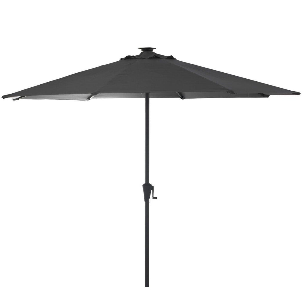 Ashby 4 Seater Wooden Round Garden Dining Set with 4 Cove Rope Chairs & Grey Parasol  - 130cm