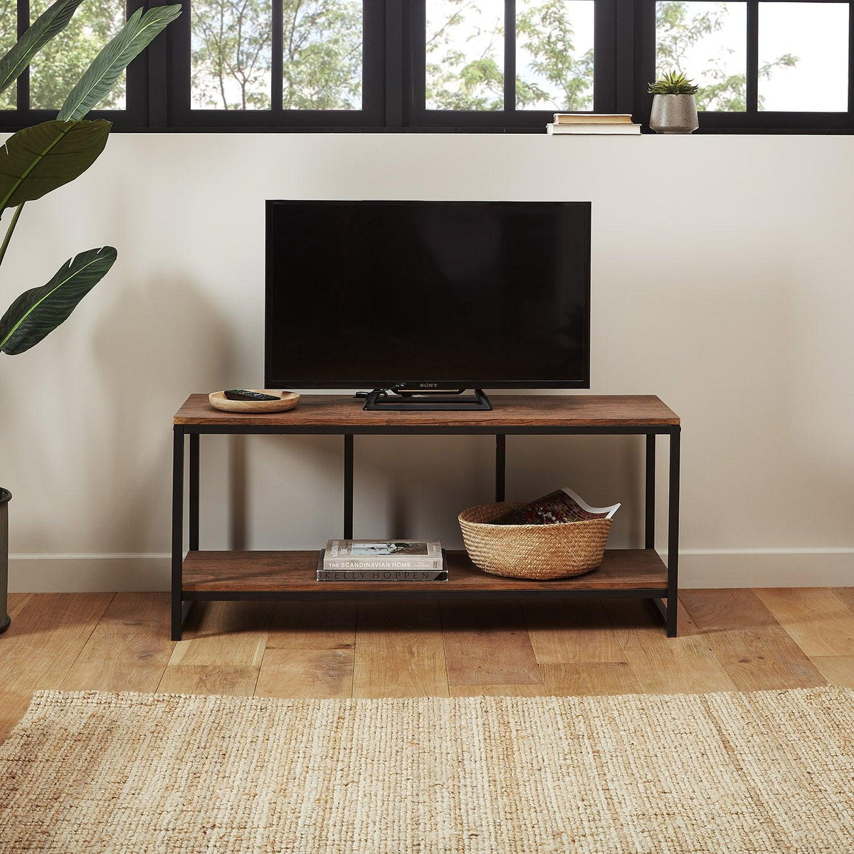OUTLET - Sheffield Industrial TV Stand - Wood Effect & Metal Frame