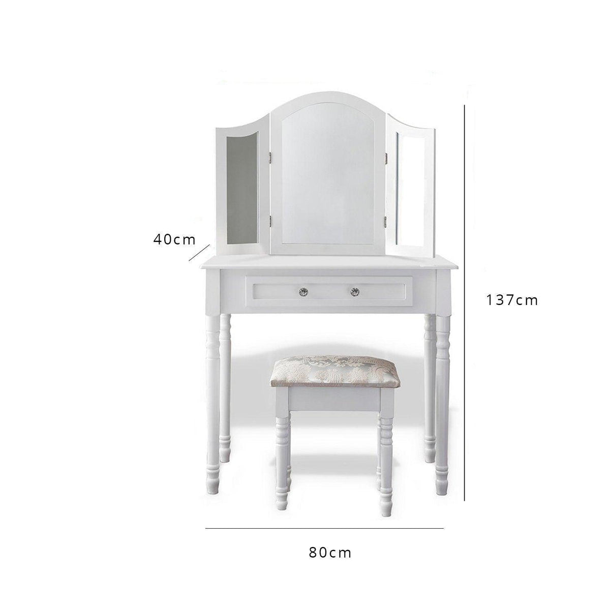 OUTLET - Sienna White Dressing Table with Mirror & Stool