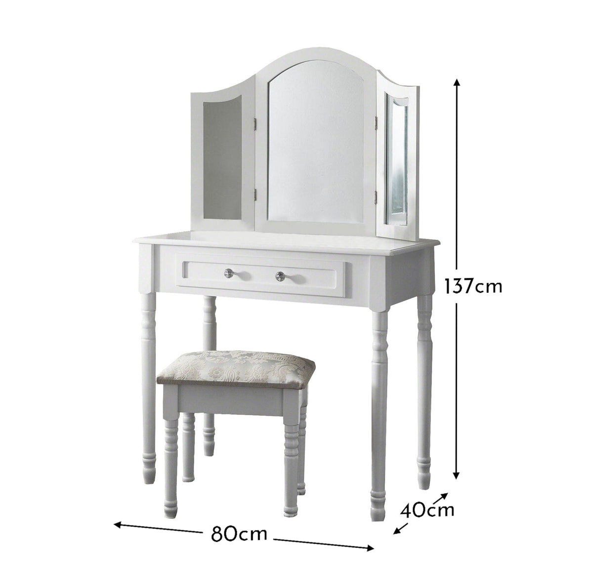 Sienna White Dressing Table with Mirror & Stool