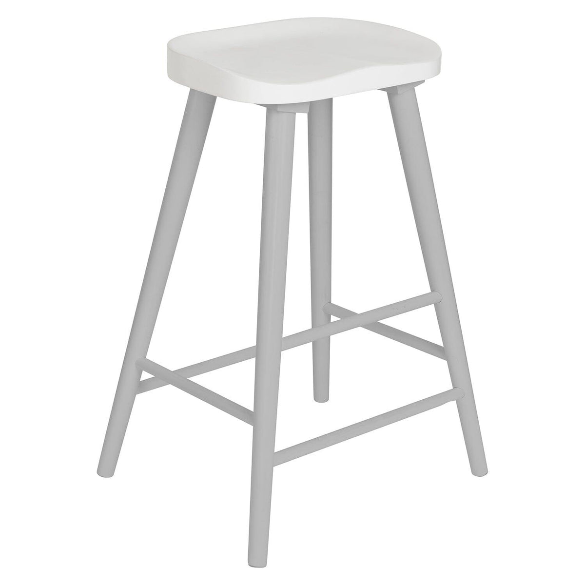OUTLET - Silvester White Bar Stool - Grey Legs