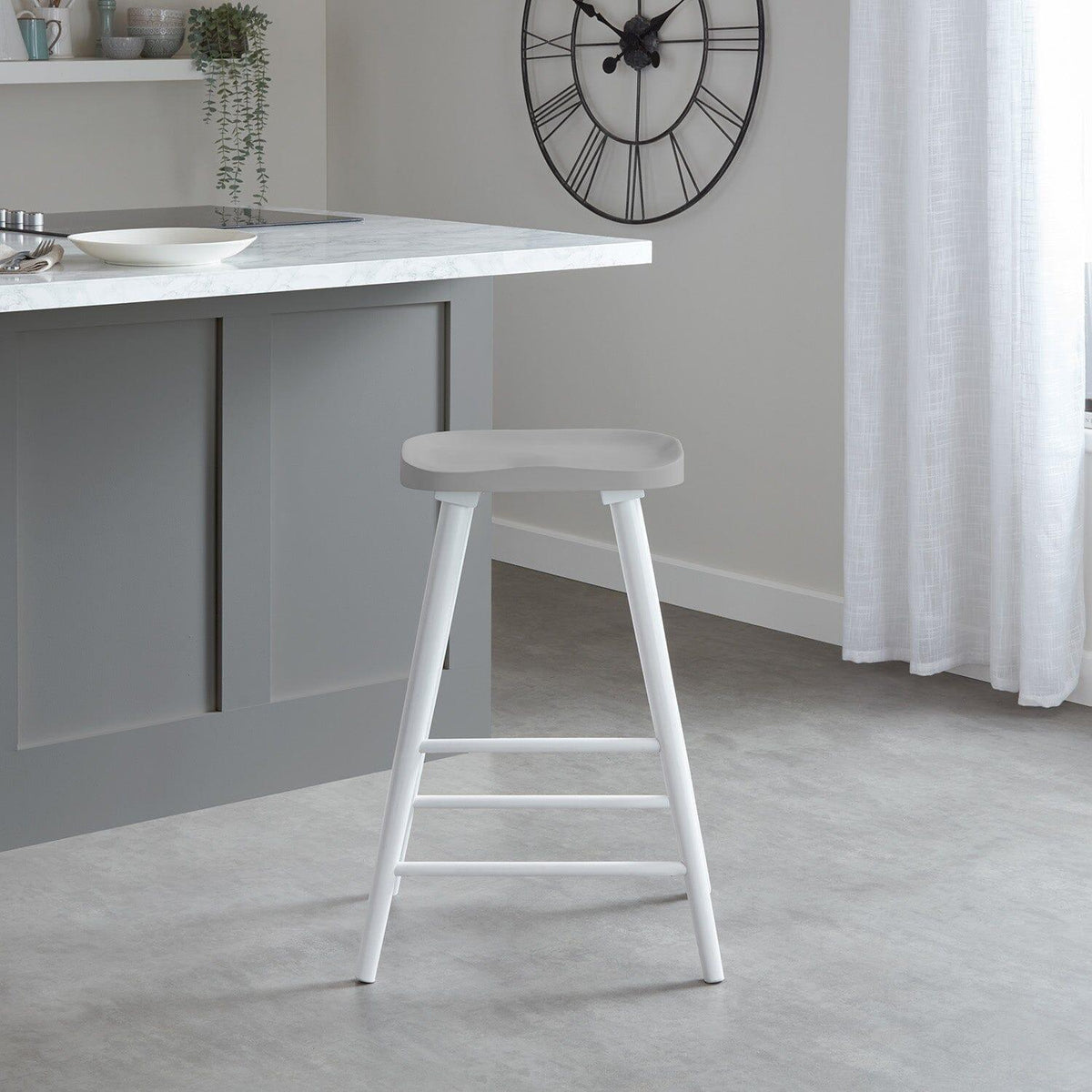 Outlet - Silvester bar stool - white frame with grey top