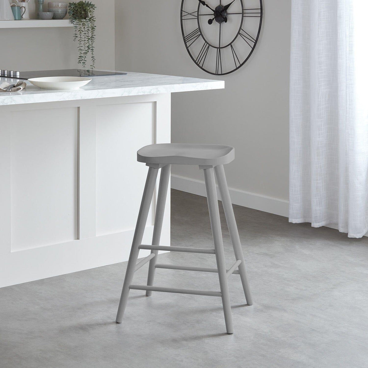 Outlet - Silvester Wooden Bar Stool Seat Grey