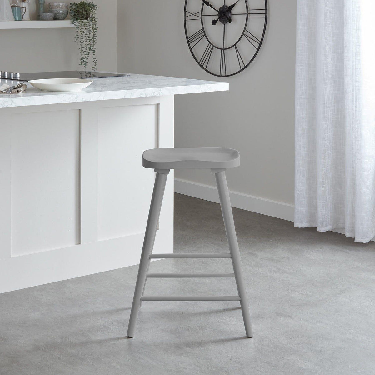 Outlet - Silvester Wooden Bar Stool Seat Grey