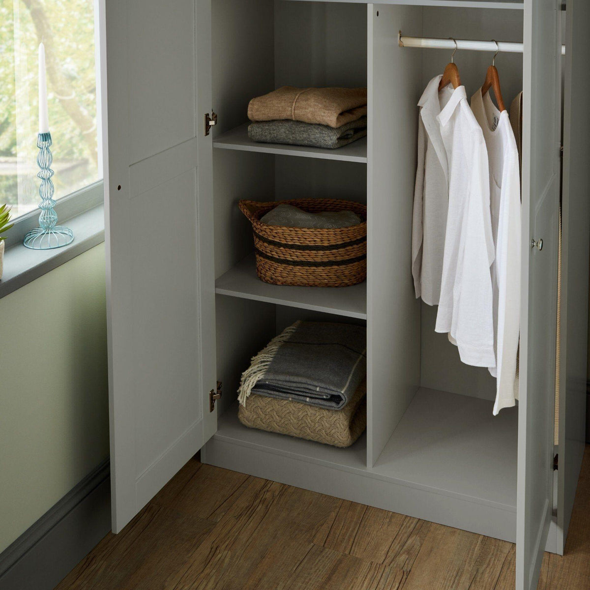 OUTLET - Stevie Double Wardrobe - Grey