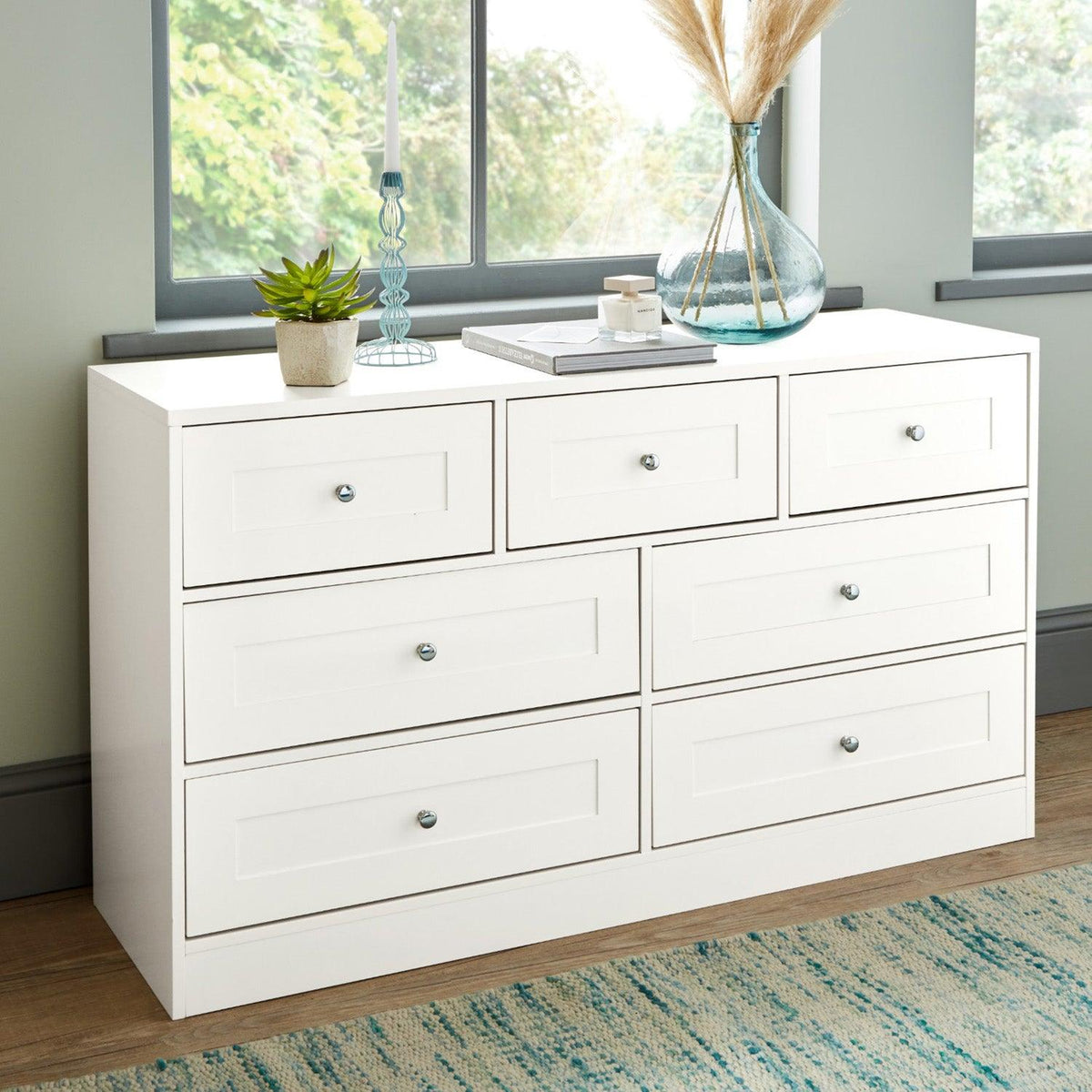 OUTLET - Stevie 7 Drawer Chest of Drawers - White