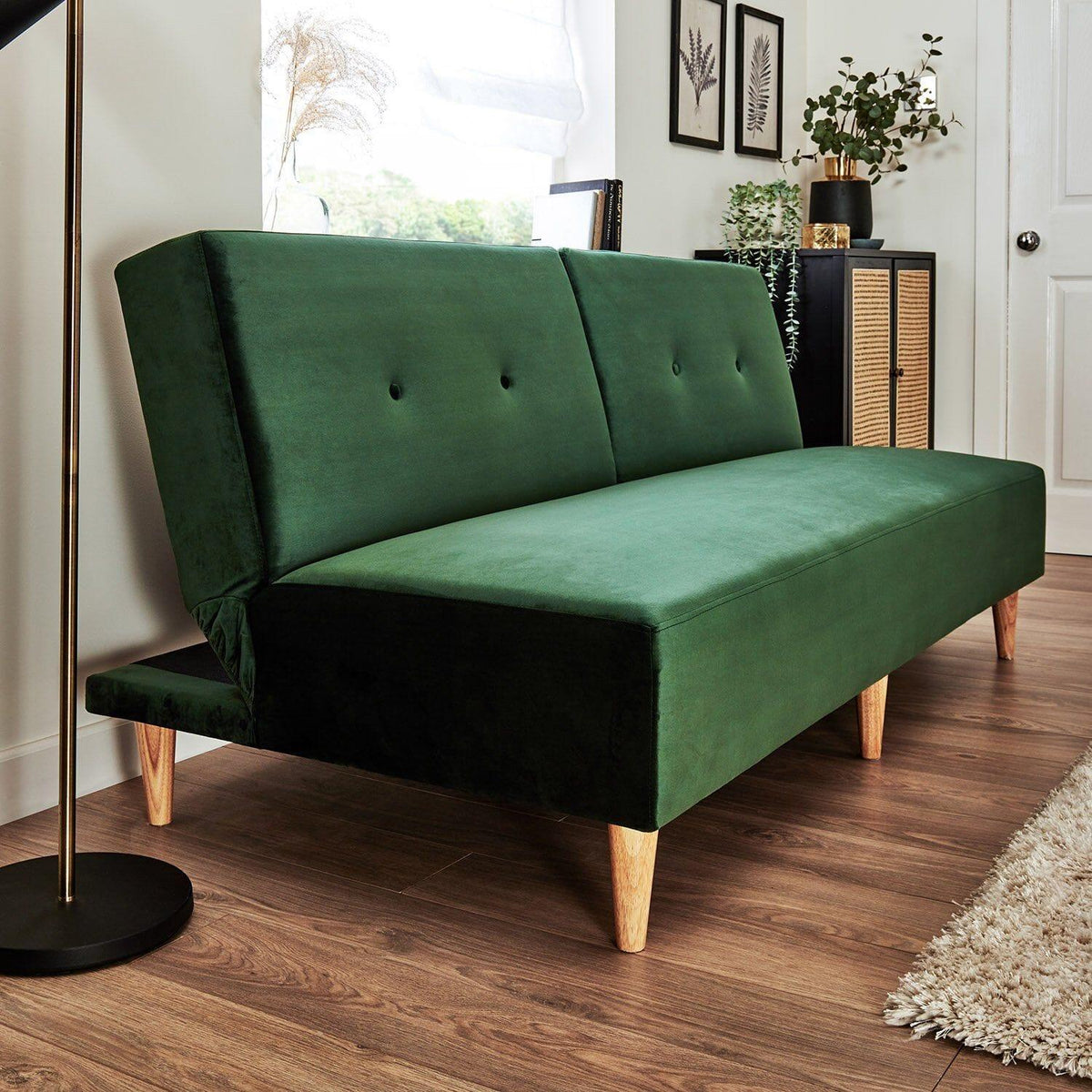 Outlet - Tamsin click clack sofa bed - green velvet