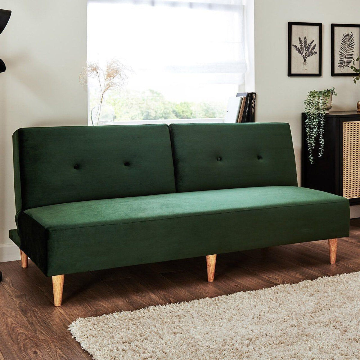 Outlet - Tamsin click clack sofa bed - green velvet