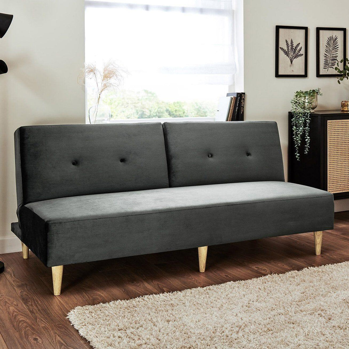 Outlet - Tamsin click clack sofa bed - grey velvet