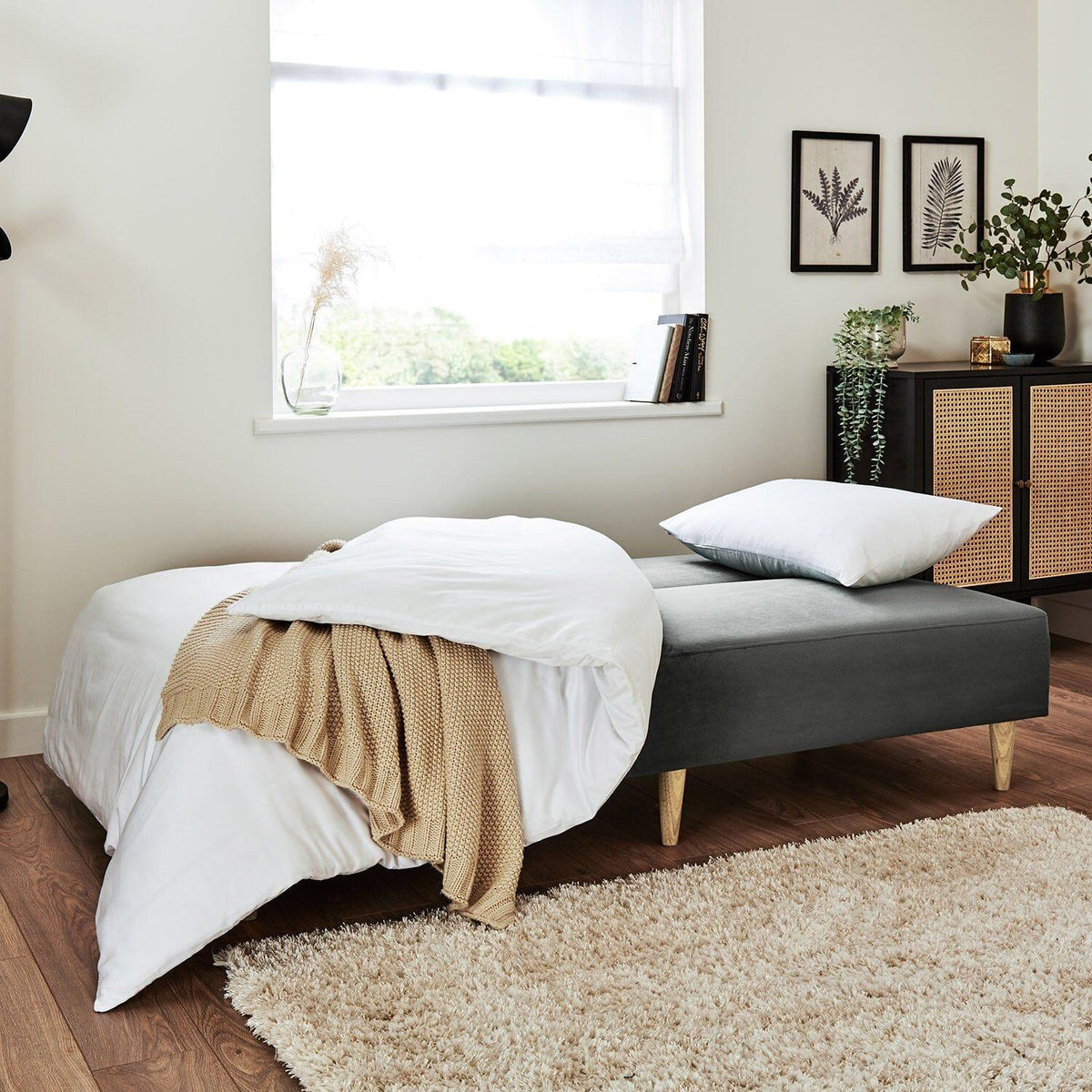 Outlet - Tamsin click clack sofa bed - grey velvet