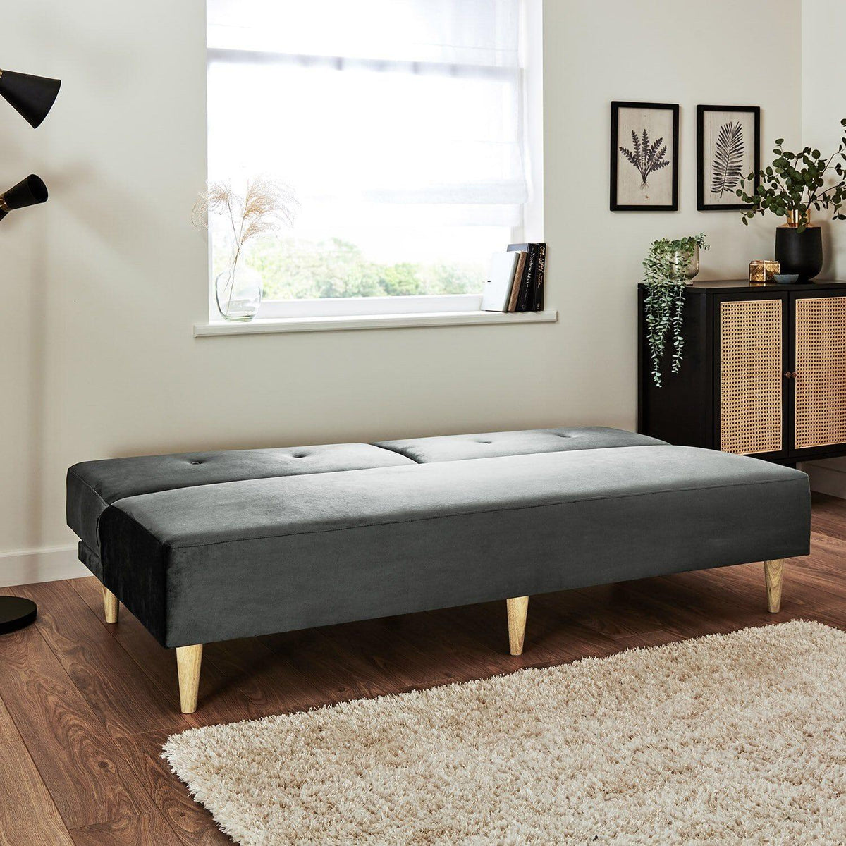 Outlet - Tamsin click clack sofa bed - grey velvet