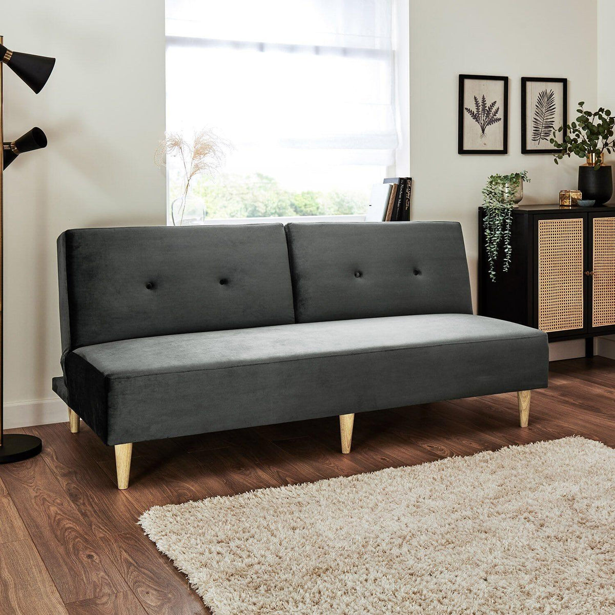 Outlet - Tamsin click clack sofa bed - grey velvet