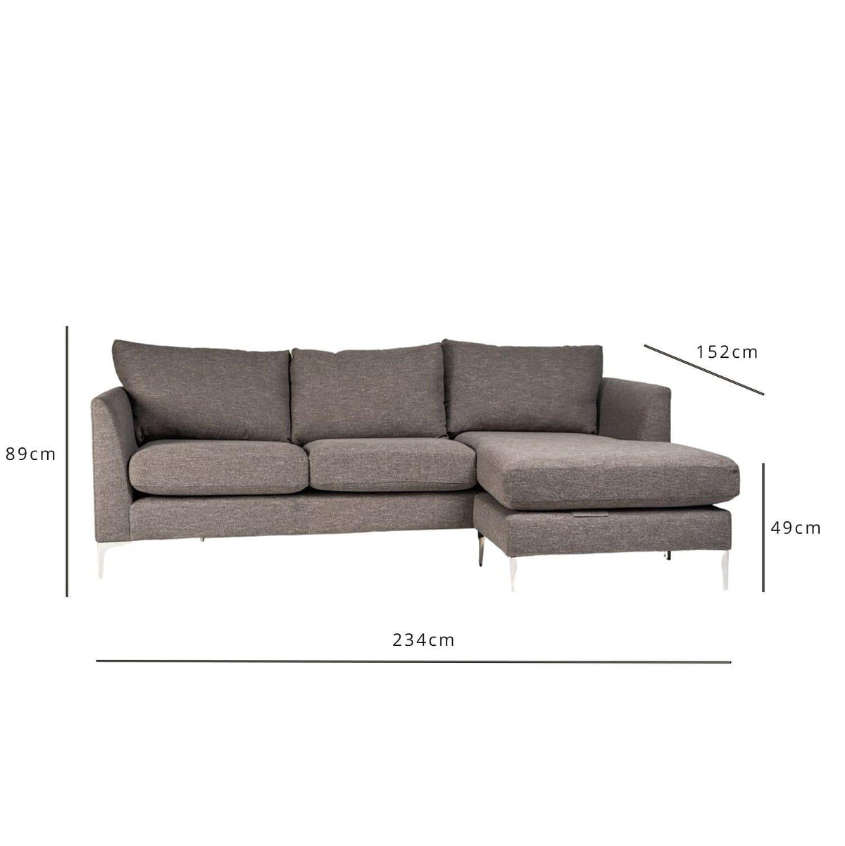 OUTLET - Taylor Chaise Corner Sofa - Charcoal Grey
