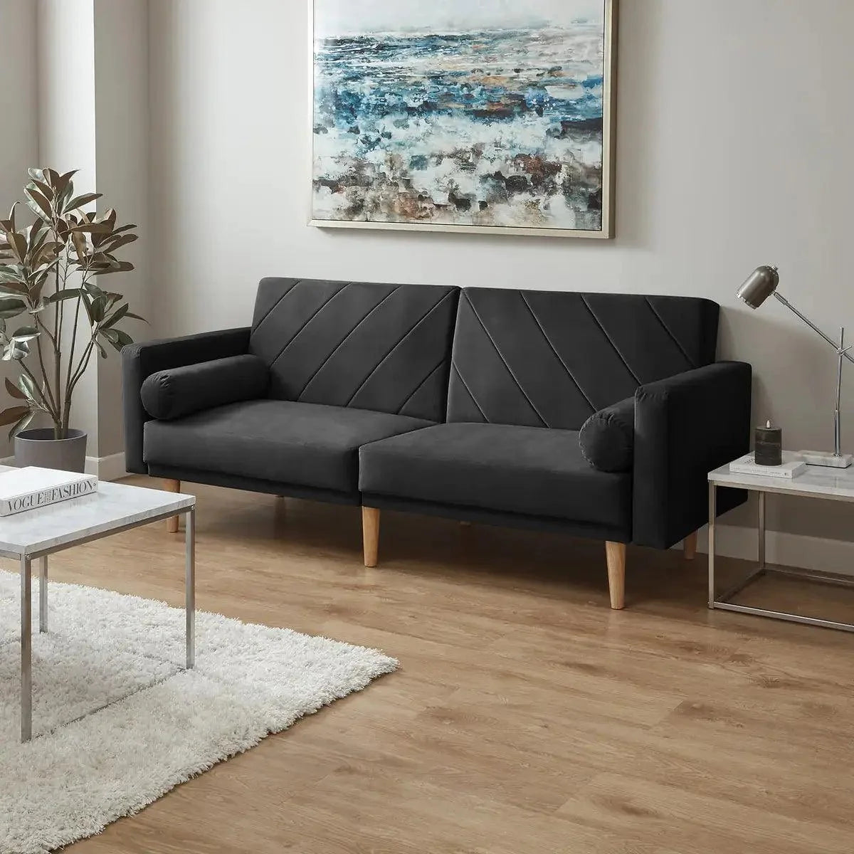 Outlet - Tessa sofa bed - click clack - dark grey velvet