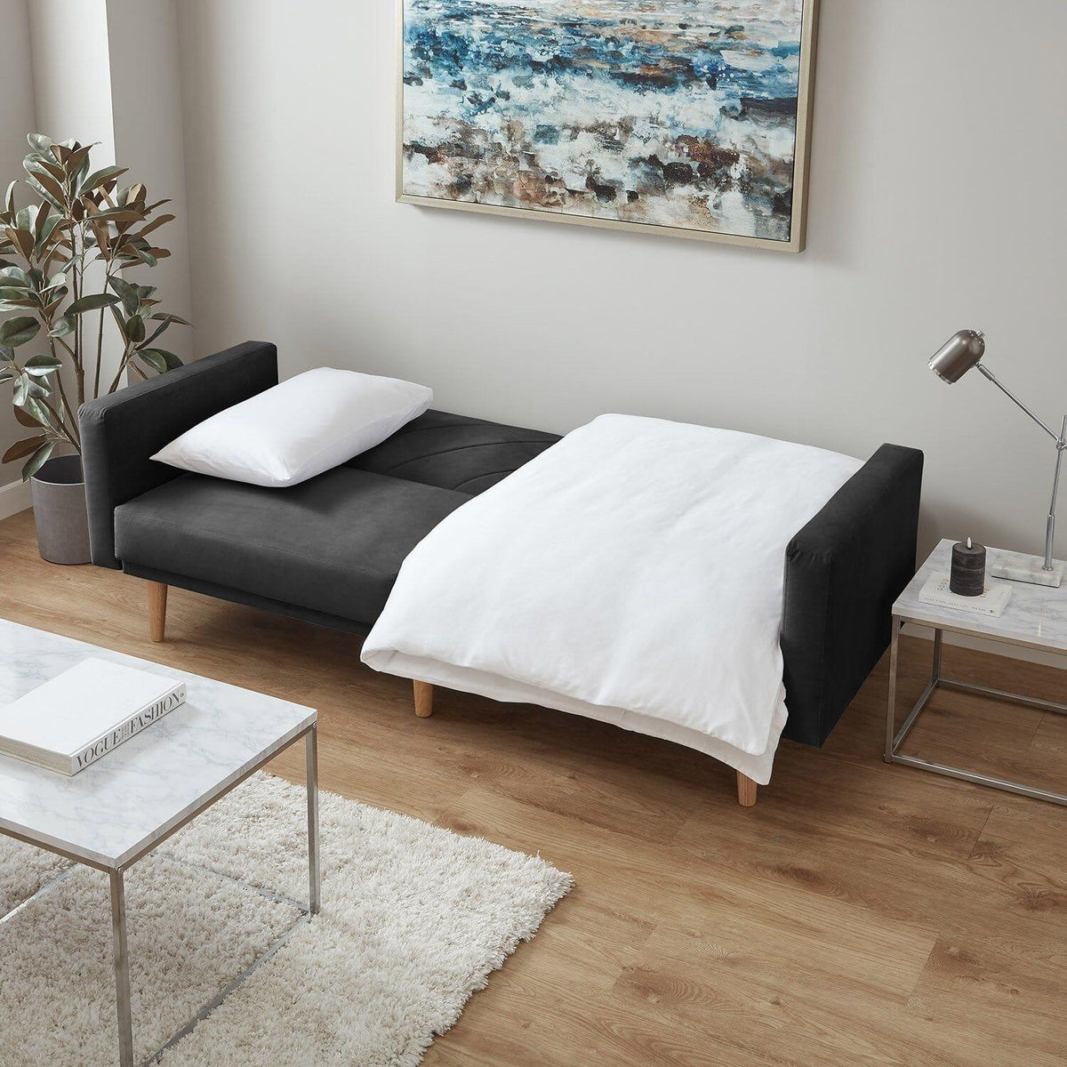 Outlet - Tessa sofa bed - click clack - dark grey velvet