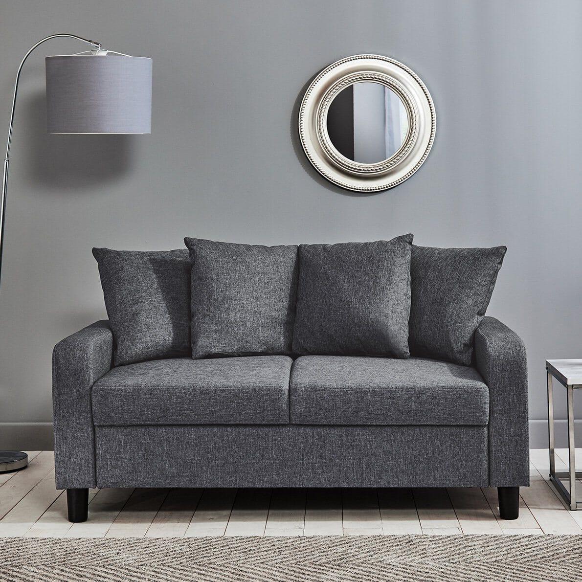 OUTLET - Tracy 2 Seater Sofa - Grey Linen with Black Legs