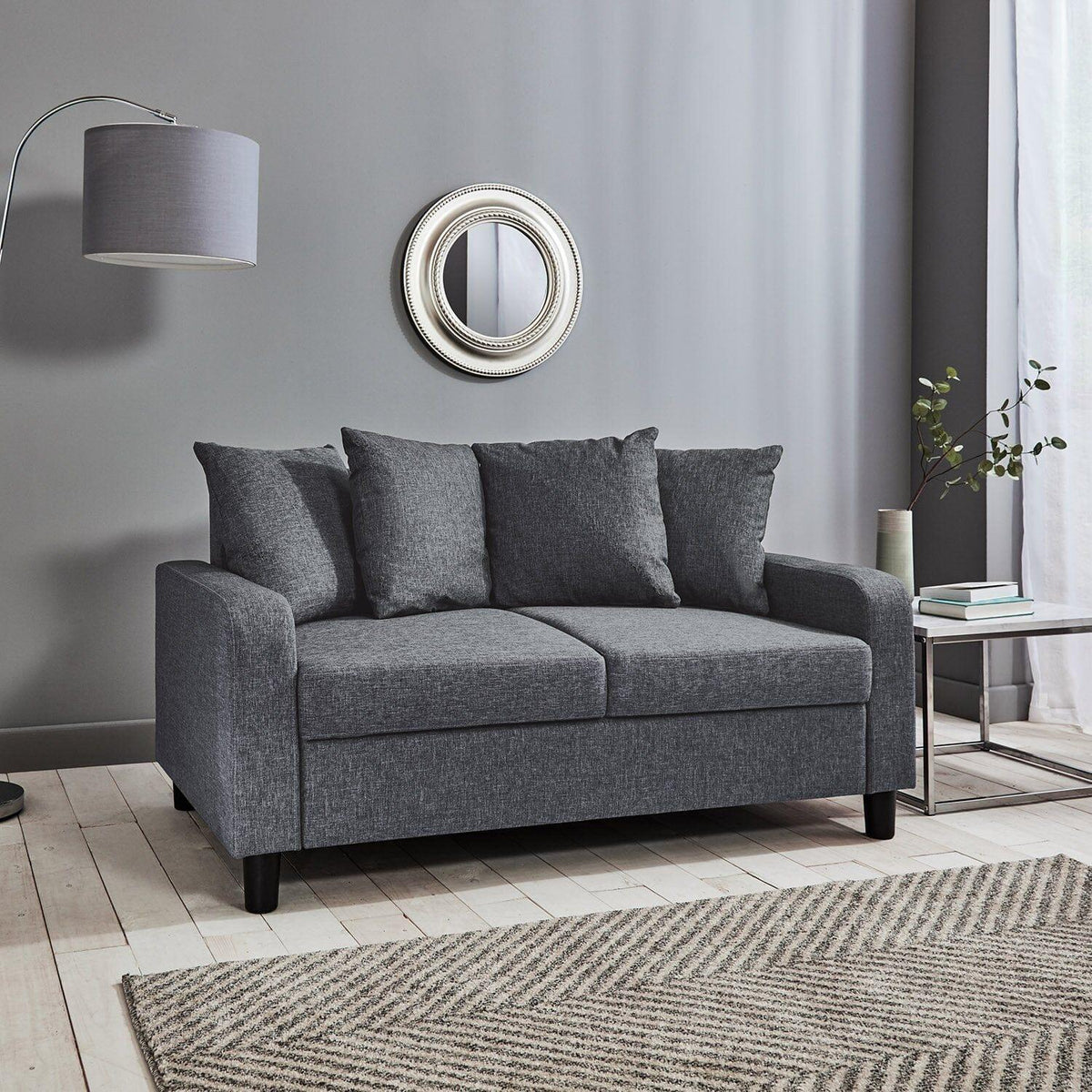 OUTLET - Tracy 2 Seater Sofa - Grey Linen with Black Legs