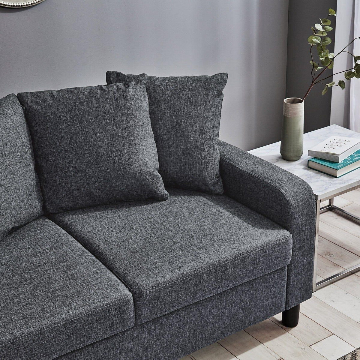 OUTLET - Tracy 2 Seater Sofa - Grey Linen with Black Legs