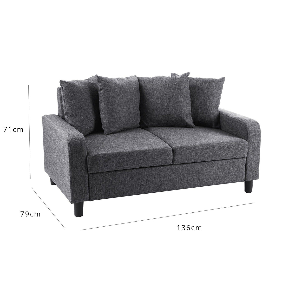 OUTLET - Tracy 2 Seater Sofa - Grey Linen with Black Legs