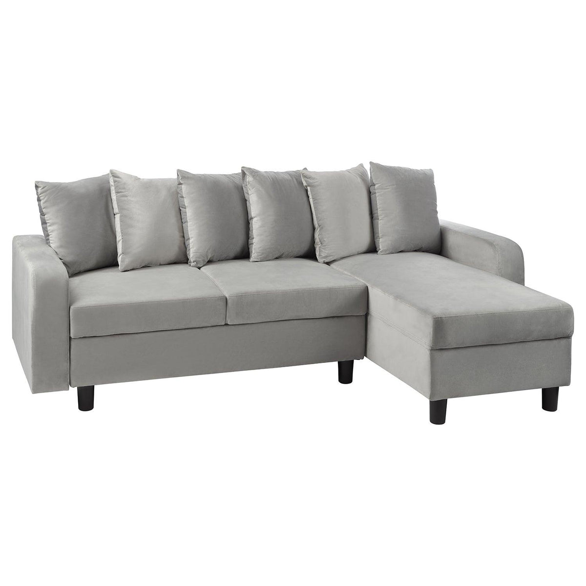 OUTLET - Tracy Corner Sofa - Grey Velvet with Black Legs
