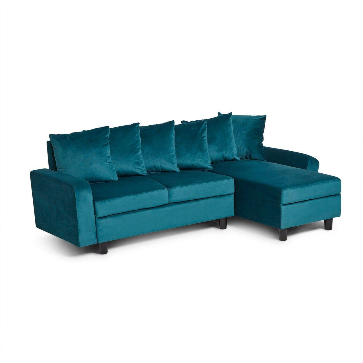 OUTLET - Tracy Corner Sofa - Lagoon Teal Velvet with Black Legs