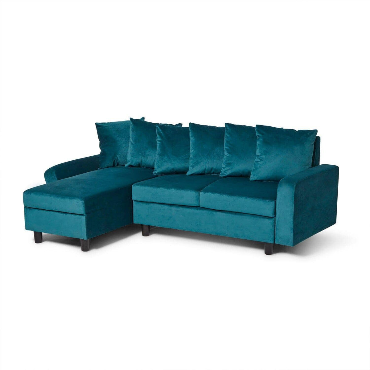 OUTLET - Tracy Corner Sofa - Lagoon Teal Velvet with Black Legs