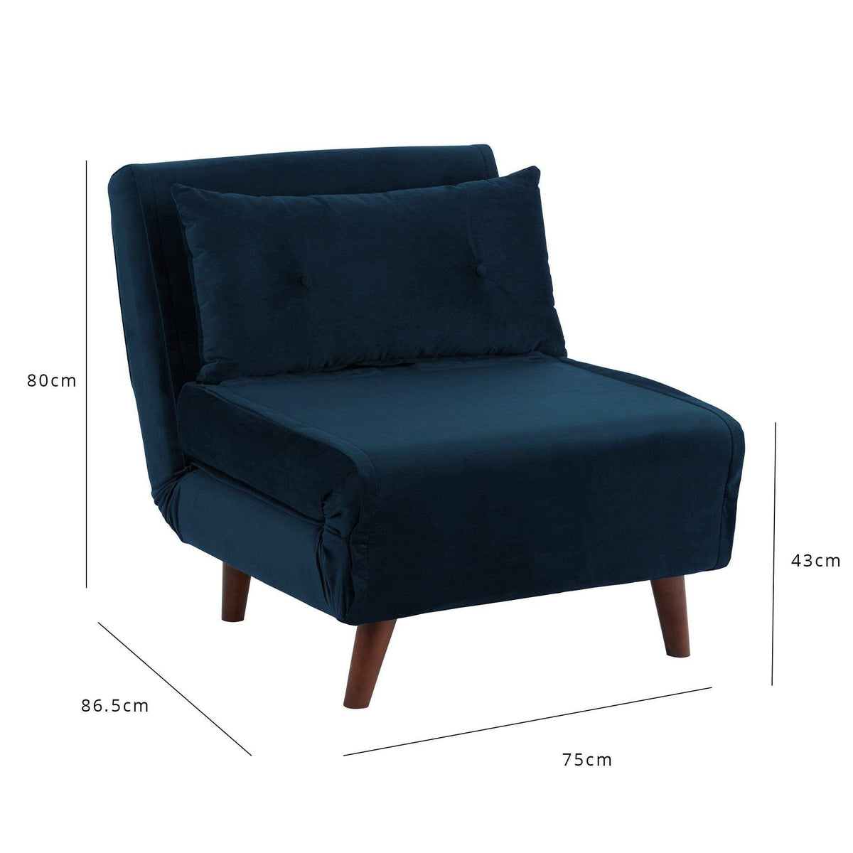 OUTLET - Una Single Sprung Sofa Bed - Blue - Velvet