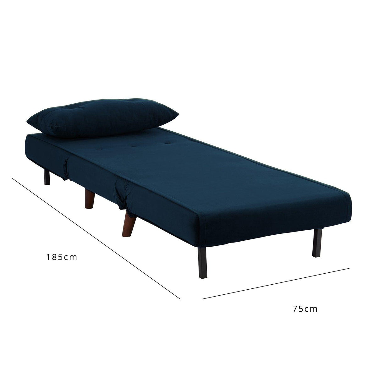 OUTLET - Una Single Sprung Sofa Bed - Blue - Velvet