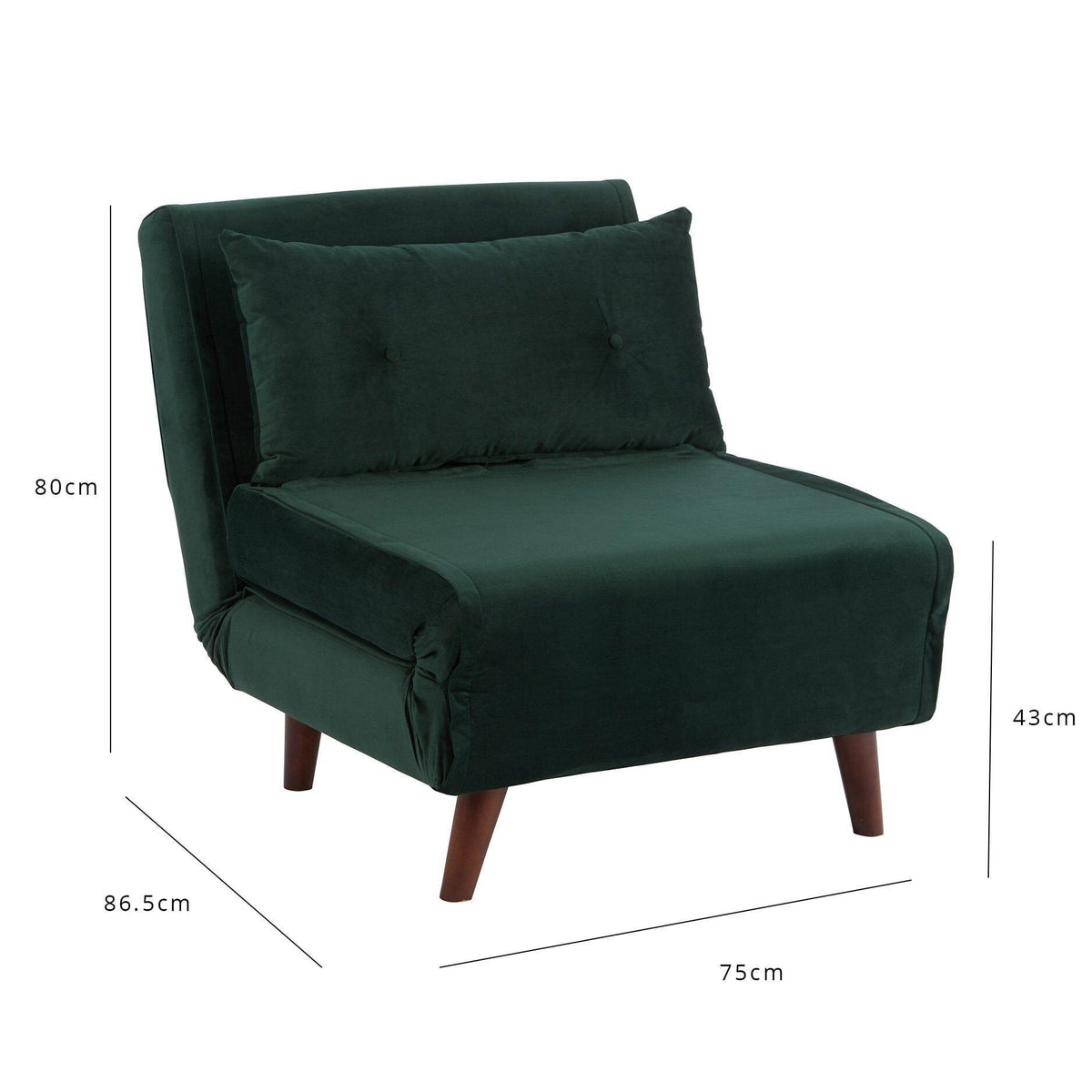 Outlet - Una Single Sofa Bed - Green - Velvet