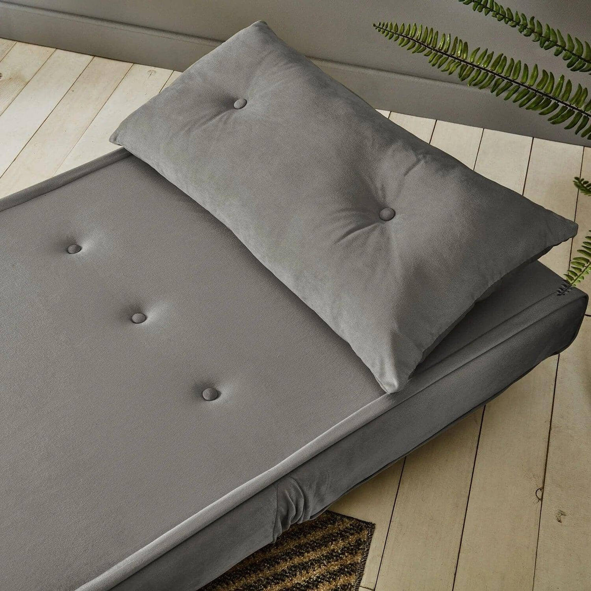 OUTLET - Una Single Sprung Sofa Bed - Grey - Velvet