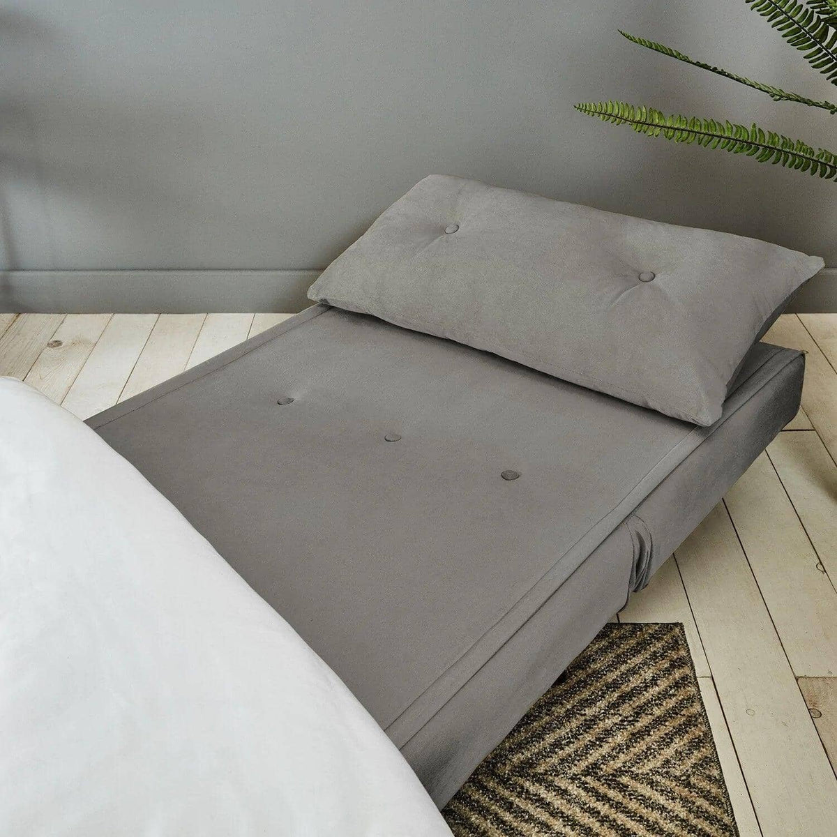 OUTLET - Una Single Sprung Sofa Bed - Grey - Velvet