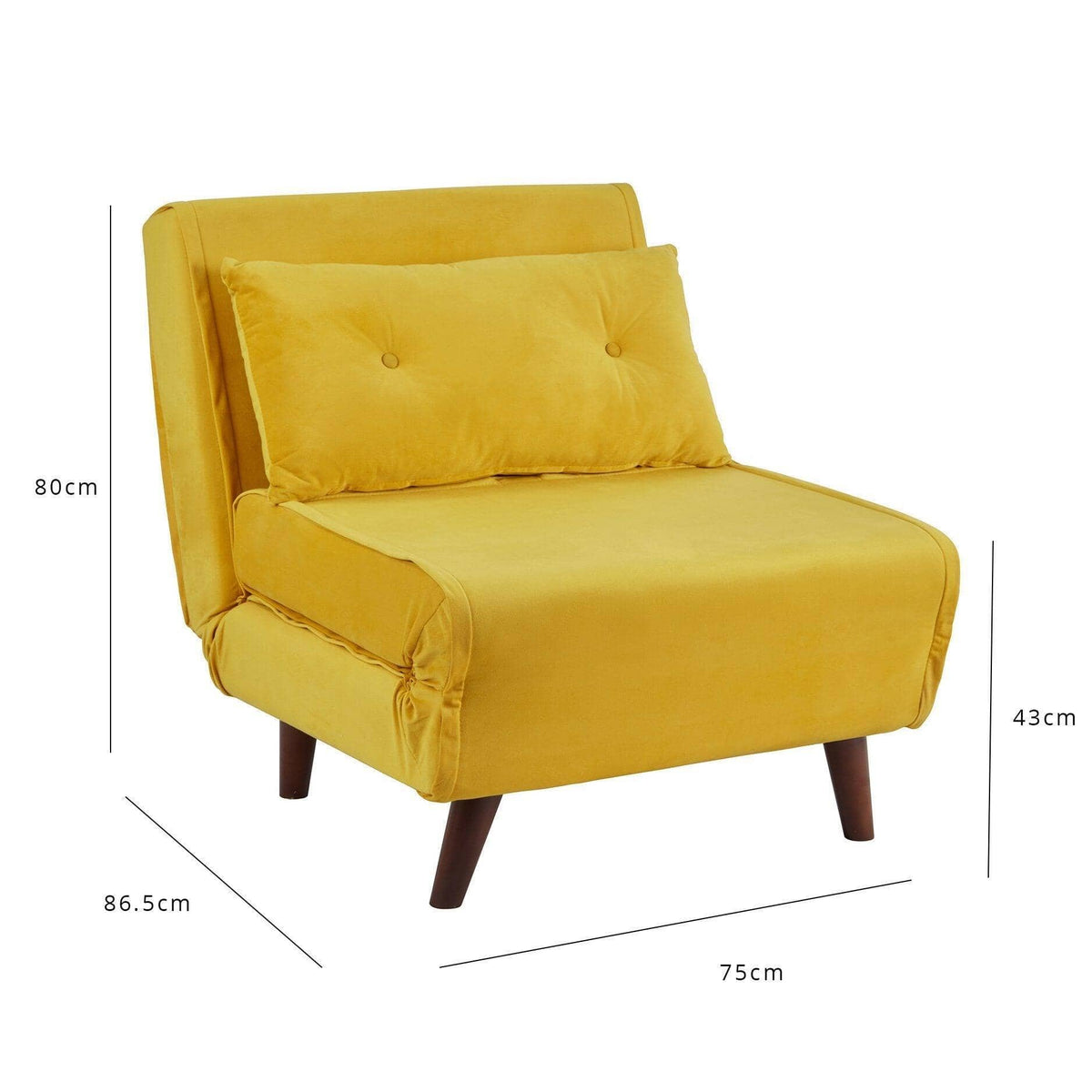 OUTLET - Una Single Sprung Sofa Bed - Mustard Yellow - Velvet
