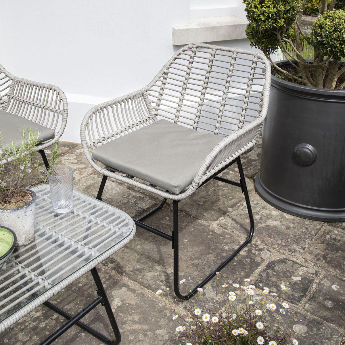OUTLET - Wick Rattan Garden Sofa Set - Light Grey