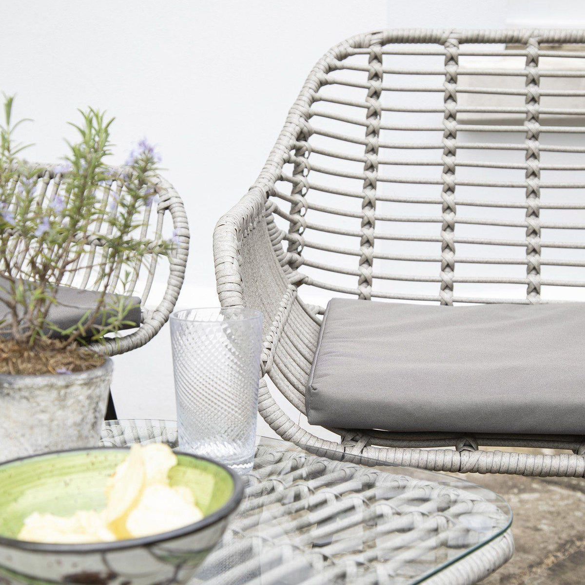 OUTLET - Wick Rattan Garden Sofa Set - Light Grey